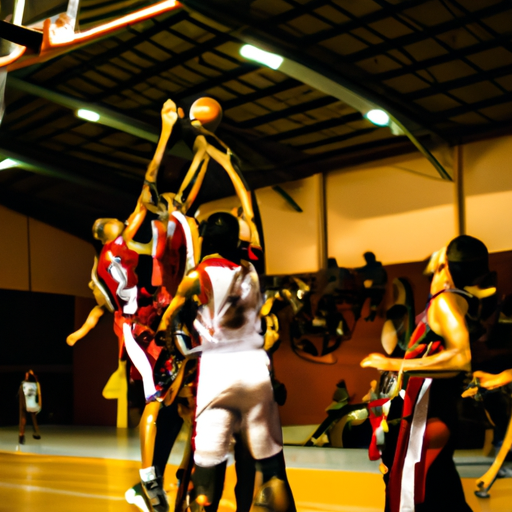 basquete Brasileiro dando show, sem rostos realistic photo of, award winning photograph, 50mm Photography: Sports. Subject: Action. Special Effects: Clarity.